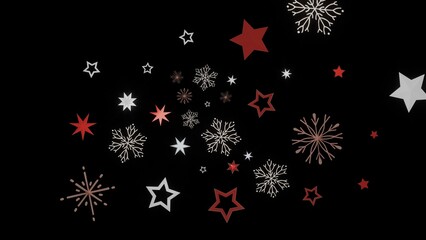 Beautiful winter background with red and white stars and snowflakes. Perfect for Christmas and New Year designs.