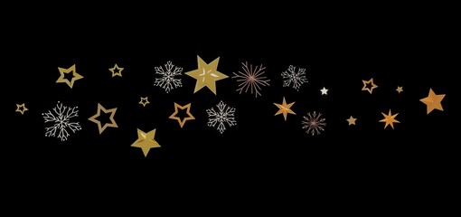 Beautiful festive background with gold stars and snowflakes. Perfect for Christmas, New Year, and winter holidays.
