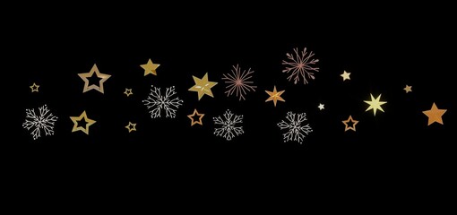 Beautiful winter design with gold stars and snowflakes. Perfect for holidays, celebration, and winter themes.