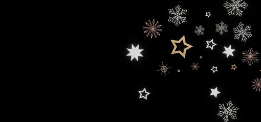Festive winter background with stars and snowflakes. Perfect for holiday cards, invitations, and website design.