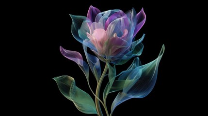 Striking Digital Rendered Flower Evolving in a Futuristic Vase, Ideal for HighEnergy Campaigns Inspires Creativity and Innovation.