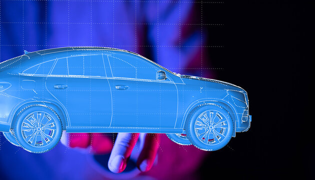 Wireframe model of a luxury SUV.  Perfect for automotive, technology, and innovation concepts.