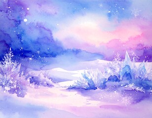 Watercolor winter landscape