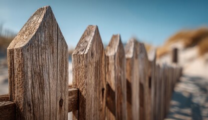 Wooden fence on a beach