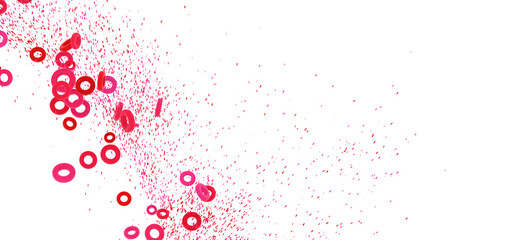 Beautiful abstract image with pink rings and confetti, perfect for backgrounds and designs.