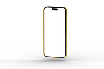 High-quality image of a modern gold smartphone mockup with blank screen, perfect for app presentations or website design.