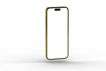 High-quality image of a yellow smartphone with a blank screen, perfect for app presentations or website mockups.