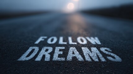 Vibrant Road Sign Inspiring Aspiration U Follow Your Dreams, Ar B B Bcdd Perfect for Motivational Campaigns, Encouraging and Empowering.