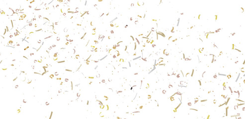 High-resolution image of falling golden and white confetti. Perfect for celebratory designs, backgrounds, and more.