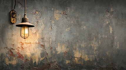 Rustic wall lamp illuminated