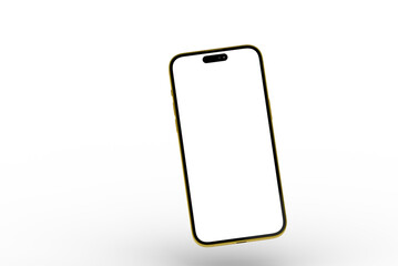 High-quality image of a gold smartphone mockup with a blank screen, perfect for app presentations or website designs.