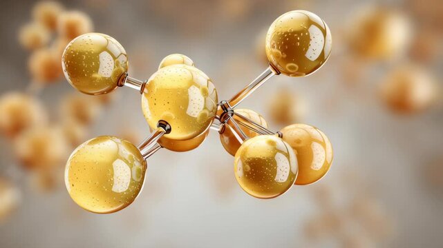Vitamin D supplementation concept ,Molecular Structure of Golden Spheres and Bubbles Journey Through Science and Innovation