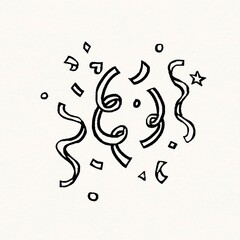 Festive confetti doodle collage element, party graphic