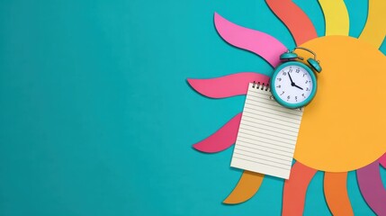 Minimalist office scene with calendar and clock, great for web design, presentation, or lifestyle content