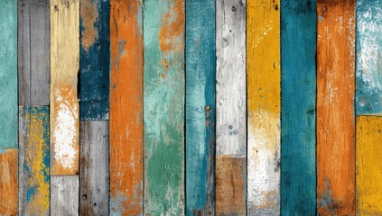 Colorful weathered wooden planks