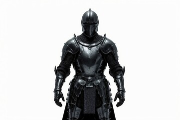 Fototapeta premium Black knight, studio shot, white background, game asset