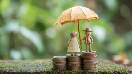 Elderly Couple Symbolizing Financial Prosperity Love, Hand Holding Golden Coins, Ideal for Business Campaigns and Inspirational Projects, Evoking Sense of Stability and Security.