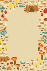 Botanical frame background, cute nature illustration