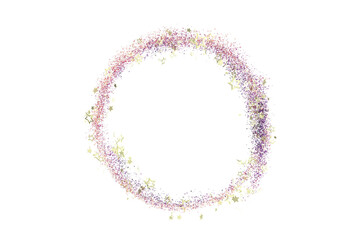Beautiful circular frame of pink, purple and gold glitter stars. Perfect for festive designs.