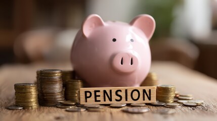 Vintage Fabb E B Piggy Bank with Pension Sign, Perfect for Financial Campaigns or Retirementthemed Projects, Encouraging Saving and Longterm Planning.