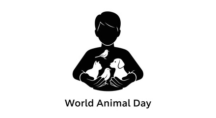 Vector art of silhouette of a person holding animals