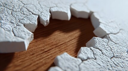 Close-up of a cracked and deteriorated concrete surface, showing the weathered and textured pattern of the material.