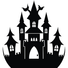 creepy castle vector icon
