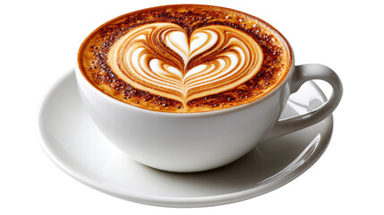 Caffe Latte Art: a close-up image showcasing a beautifully crafted caffe latte art in a ceramic cup, offering an invitation to savor the moment