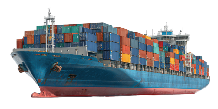 Large cargo ship with colorful containers