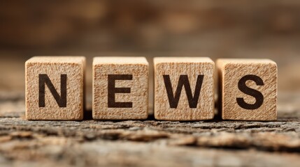 Detailed Concept of a Vintage Wood Block Spelling Out News, Ideal for Modern and Minimalist Designs, Evoking a Sense of Antiquity and Timelessness.