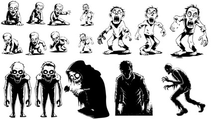 silhouettes of zombies