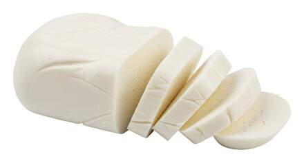 Isolated Sliced Mozzarella Cheese