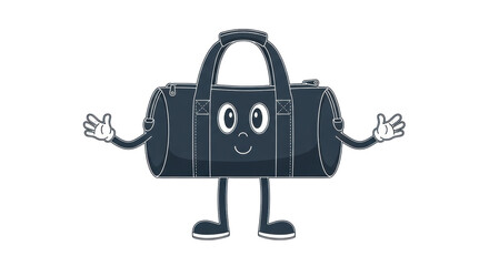 Isolated Cartoon Gym Bag with Smiling Face