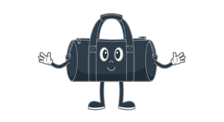 Isolated Cartoon Gym Bag with Smiling Face
