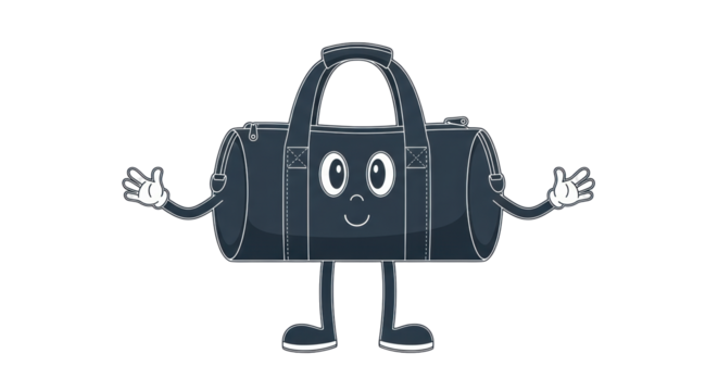 Isolated Cartoon Gym Bag with Smiling Face - Powered by Adobe