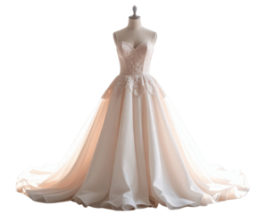 Pink Corset Dress on Invisible Mannequin, Back Slightly Tilted, Isolated