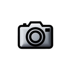 Modern white digital camera with black lens isolated on transparent background