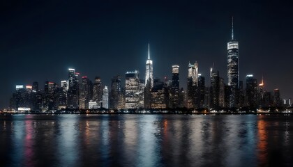 New York City Skyline at Night.