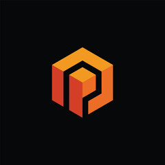 Initial Letter P Hexagon Logo Design Vector Template