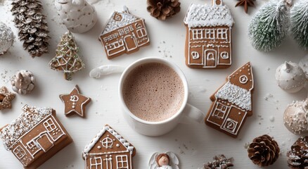 Festive gingerbread houses and hot chocolate