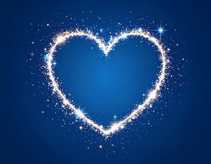 Heart-shaped light frame on a dark blue background