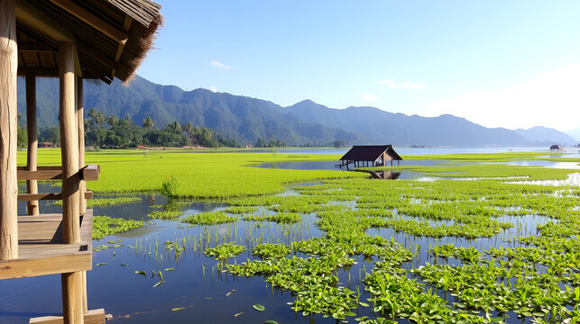Ferme aquatique sur le lac Inle, Myanmar