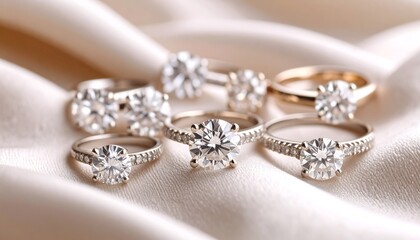 Elegant diamond rings on silk