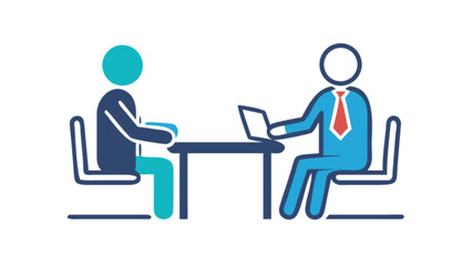 Job interview with two people sitting at a table concept of recruitment, career, and human resource management