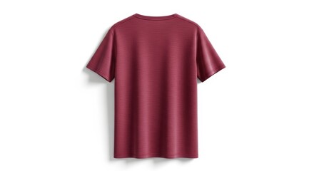 Blank maroon short sleeve t-shirt back view isolated on white background.