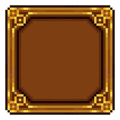 Golden pixel art frame, suitable for treasure menus, inventory slots, or royal fantasy UI.
