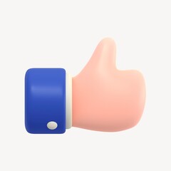 Thumbs up icon, 3D rendering illustration