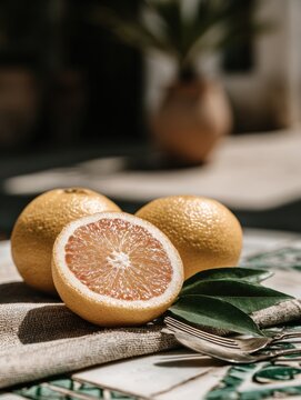 Rustic Italian still life with figs, grapes, pomegranates and bread. Mediterranean food photography with wooden tables, terracotta dishes and authentic Tuscan atmosphere