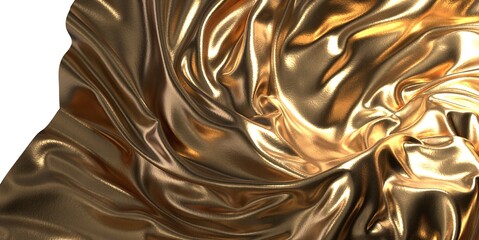 Radiant Drapery: Abstract 3D Gold Cloth Illustration with a Luminous Presence