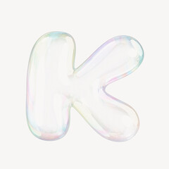 K letter, 3D transparent holographic bubble